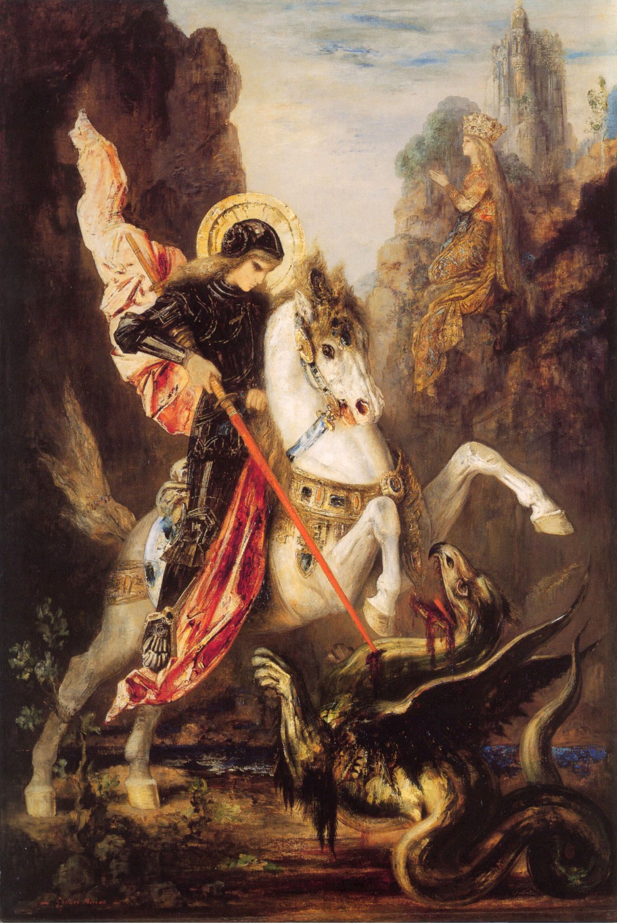St George - Gustave Moreau, reproducere canvas