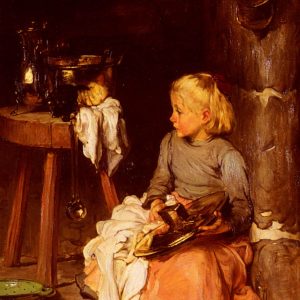 Bail Joseph La Petite Fille Au Chaudron - Claude Joseph Bail, reproducere canvas