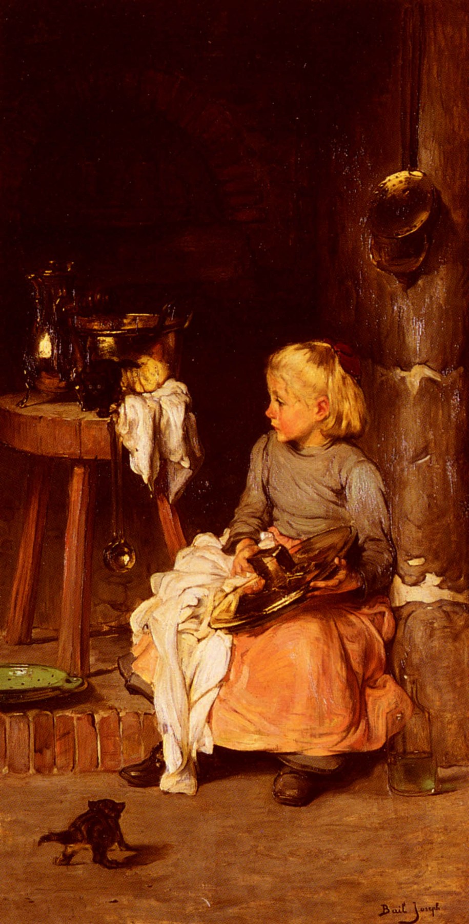 Bail Joseph La Petite Fille Au Chaudron - Claude Joseph Bail, reproducere canvas