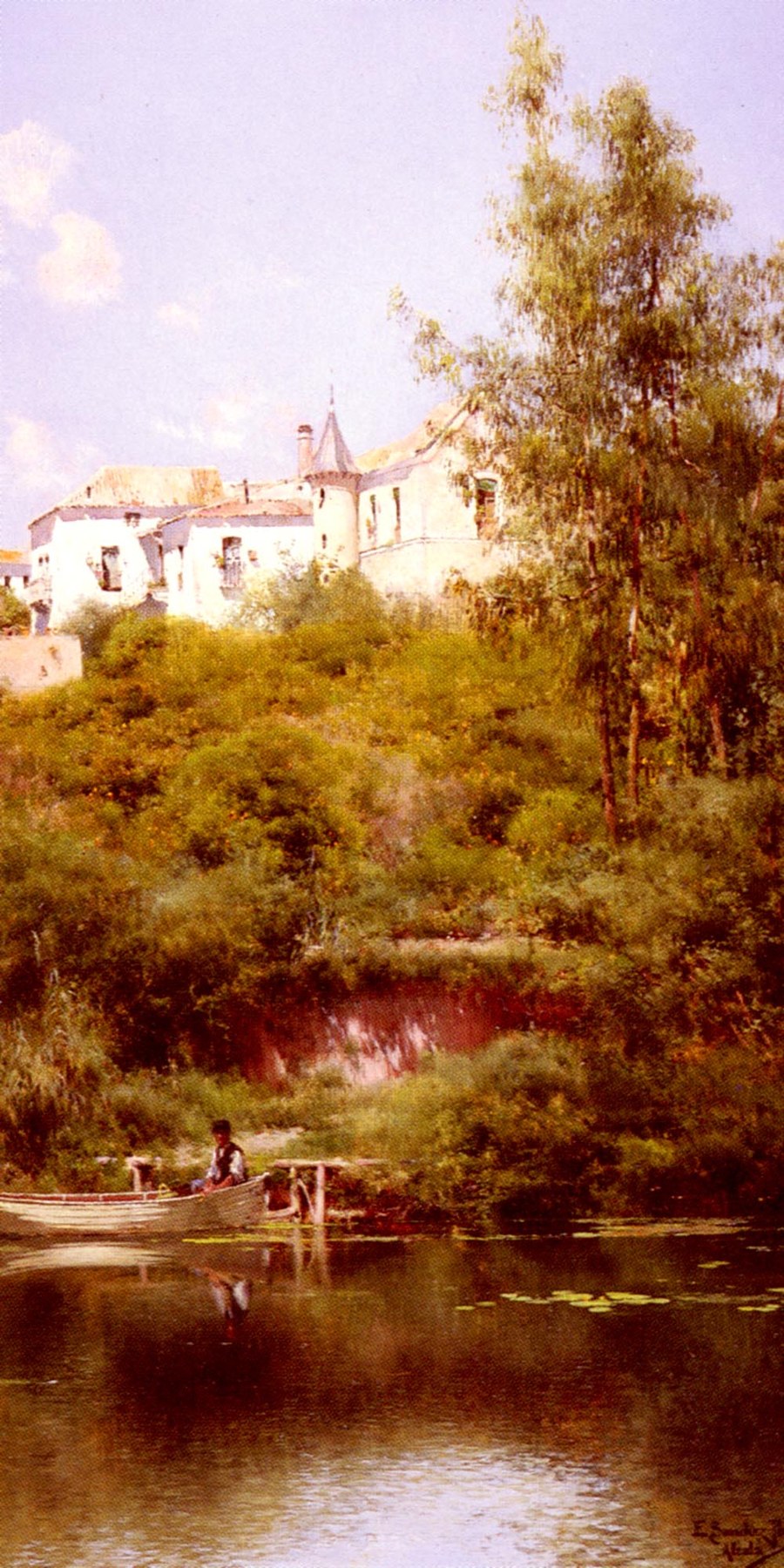 Sanchez%20Perrier Emilio Boating At The Edge Of The Town - Emilio Sanchez-Perrier, reproducere canvas